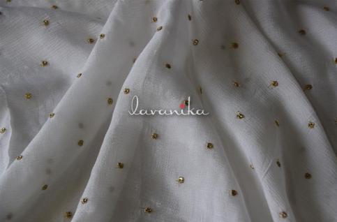 Sequin work Zari work Embroidery on dyeable Chinnon Chiffon Fabric DNo2305RFD